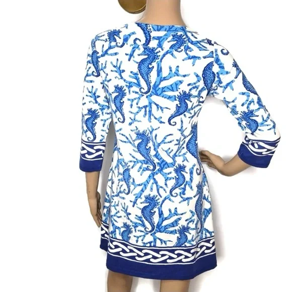 Barbara Gerwit Nautical Seahorse Coral Ocean Beach Dress NWT Large - Picture 5 of 10